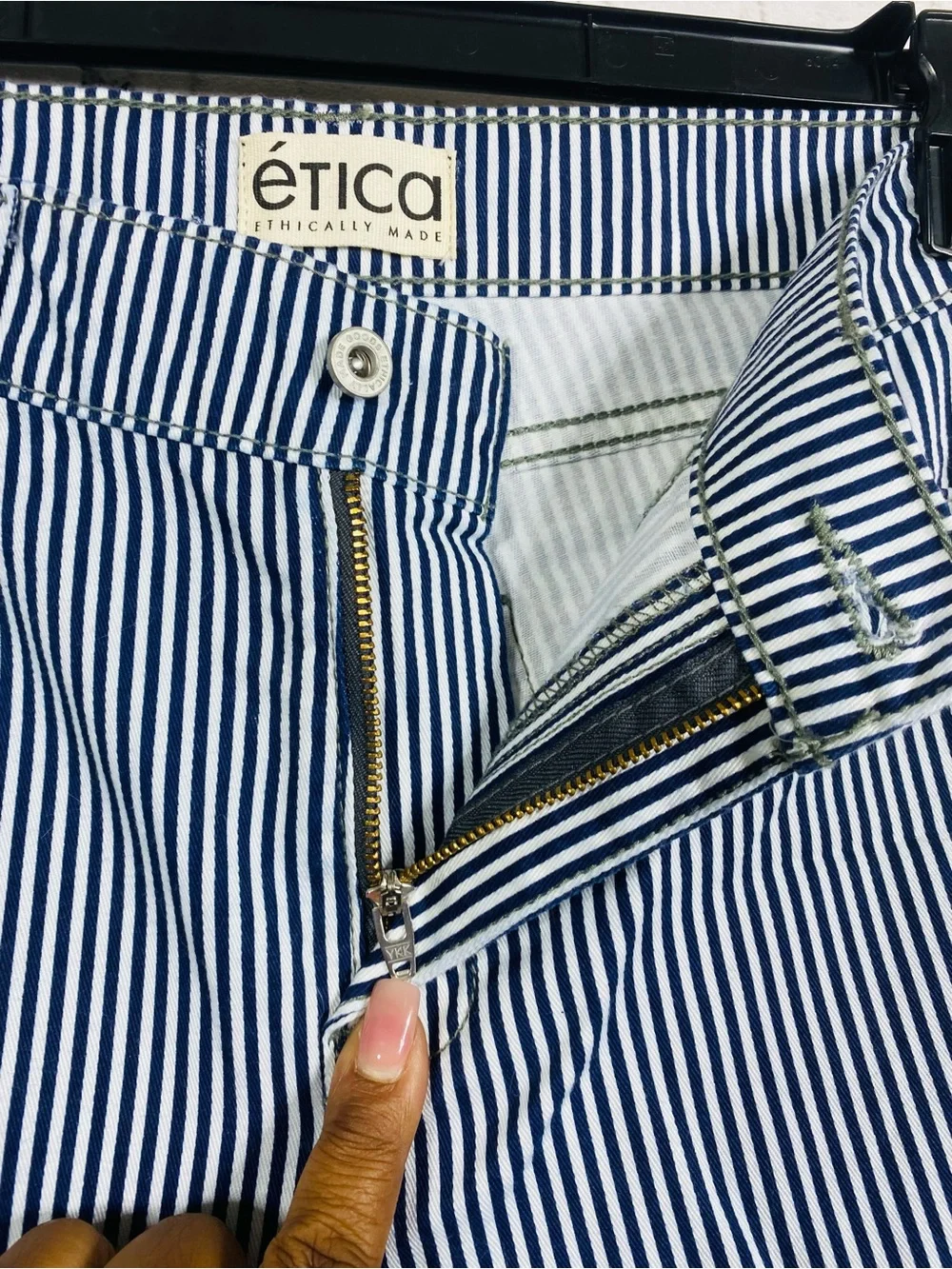 NWT Etica Women's Railroad Stripe Skinny Jeans 100% Organic Cotton.  W30x28